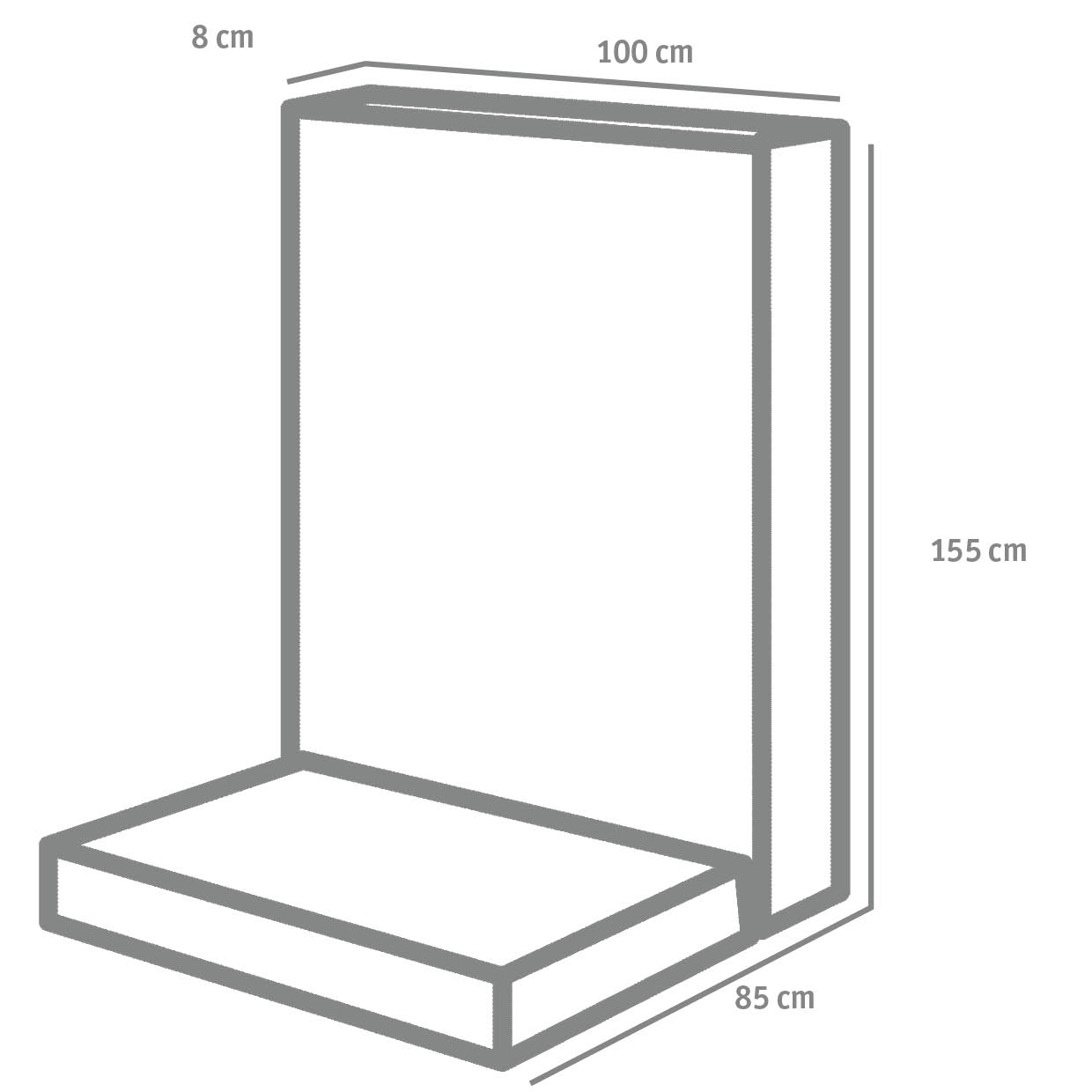 L-STEINE BEW. 8 cm 100 cm Bl. – L-STEIN BEWEHRT GRAU 155/100/85/8 CM – GRAU – 155 x 100 x 85 x 8 cm – Sichtbeton – Umgebungsansicht
